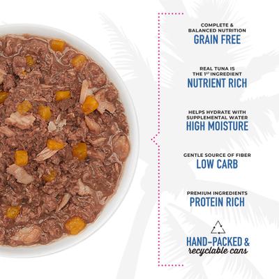Show full view: Tiki Cat Aloha Friends Tuna, Tilapia & Pumpkin Recipe in Broth Grain-Free Wet Cat Food, 5.5-oz can, case of 8 slide 5 of 12