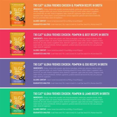 Show full view: Tiki Cat Aloha Friends Variety Pack Grain-Free Wet Cat Food, 2.5-oz pouch, case of 12 slide 4 of 10