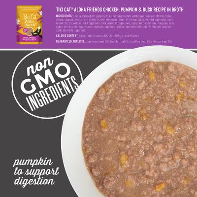 Show full view: Tiki Cat Aloha Friends Variety Pack Grain-Free Wet Cat Food, 2.5-oz pouch, case of 12 slide 5 of 10