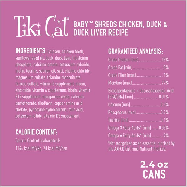Tiki Cat Baby Chicken, Duck & Duck Liver Recipe Grain-Free Wet Kitten Food