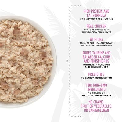 Show full view: Tiki Cat Baby Chicken, Duck & Duck Liver Recipe Grain-Free Wet Kitten Food, 2.4-oz can, case of 12 slide 6 of 11