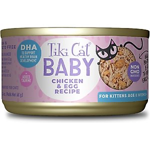 Tiki Cat Baby Chicken & Egg Recipe Grain-Free Wet Kitten Food, 2.4-oz can, case of 12