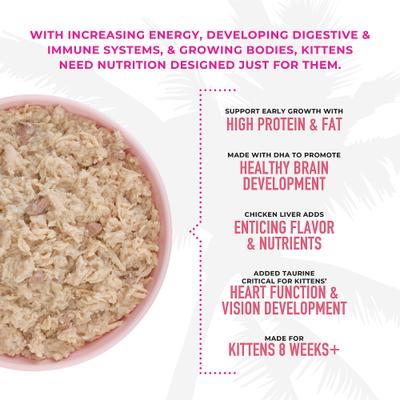 Show full view: Tiki Cat Baby Chicken & Salmon Recipe Grain-Free Wet Kitten Food, 2.4-oz can, case of 12 slide 6 of 11