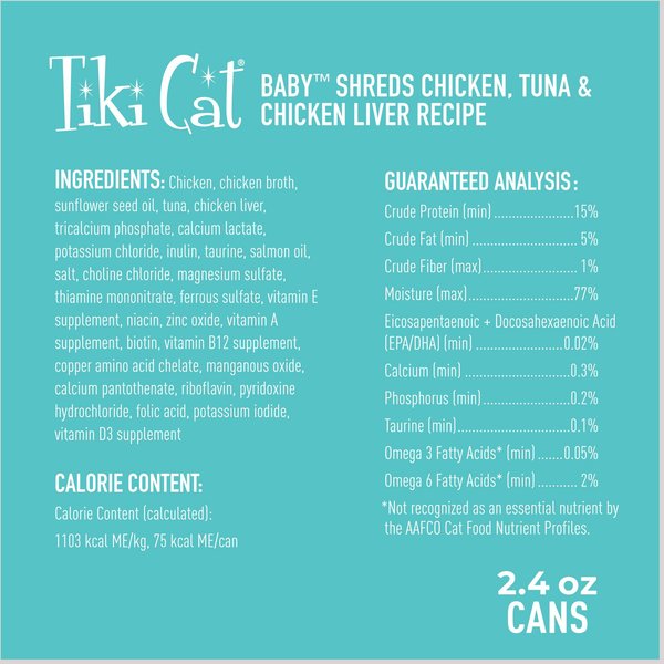 Tiki Cat Baby Chicken, Tuna & Chicken Liver Recipe Grain-Free Wet Kitten Food
