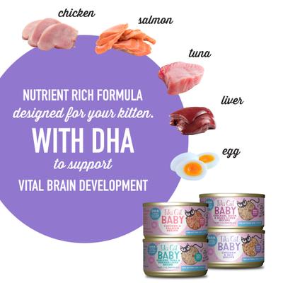 Show full view: Tiki Cat Baby Variety Pack Shreds Grain-Free Wet Cat Food, 2.4-oz can, case of 12 slide 5 of 11