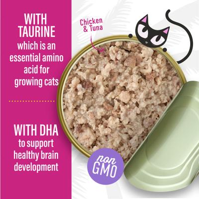 Show full view: Tiki Cat Baby Whole Foods Variety Pack Grain-Free Wet Kitten Food, 2.4-oz can, case of 24 slide 4 of 11