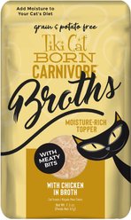 Tiki Cat Born Carnivore Broths with Chicken in Broth Grain-Free Wet Cat Food Topper, 1.3-oz pouch, case of 12