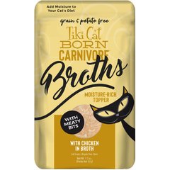 Tiki Cat Born Carnivore Broths with Chicken in Broth Grain-Free Wet Cat Food Topper, 1.3-oz pouch, case of 12