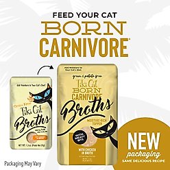 Tiki Cat Born Carnivore Broths with Chicken in Broth Grain-Free Wet Cat Food Topper, 1.3-oz pouch, case of 12 slide 2 of 9