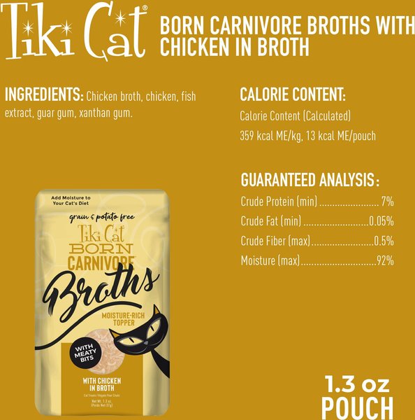 Tiki Cat Born Carnivore Broths with Chicken in Broth Grain-Free Wet Cat Food Topper