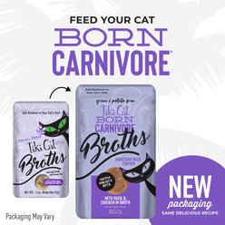 Tiki Cat Born Carnivore Broths with Duck & Chicken in Broth Grain-Free Wet Cat Food Topper, 1.3-oz pouch, case of 12 slide 2 of 9
