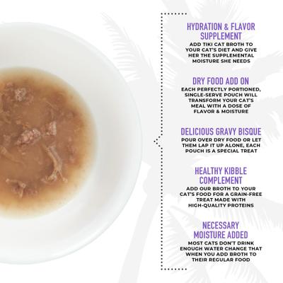 Show full view: Tiki Cat Born Carnivore Broths with Duck & Chicken in Broth Grain-Free Wet Cat Food Topper, 1.3-oz pouch, case of 12 slide 5 of 10