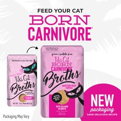 Tiki Cat Born Carnivore Broths with Salmon in Broth Grain-Free Wet Cat Food Topper, 1.3-oz pouch, case of 12 slide 2 of 9