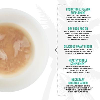 Show full view: Tiki Cat Born Carnivore Broths with Tuna in Broth Grain-Free Wet Cat Food Topper, 1.3-oz pouch, case of 12 slide 5 of 11