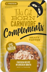 Tiki Cat Born Carnivore Complements Chicken Recipe in Chicken Broth Grain-Free Wet Cat Food Topper, 2.1-oz pouch, case of 12