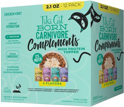 Tiki Cat Born Carnivore Complements Variety Pack Grain-Free Wet Cat Food Topper, 2.1-oz pouch, case of 12