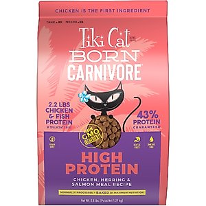 Tiki Cat Born Carnivore High Protein Chicken, Herring & Salmon Meal Dry Cat Food, 2.8-lb bag