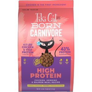 Tiki Cat Born Carnivore High Protein Chicken, Herring & Salmon Meal Dry Cat Food, 5.6-lb bag