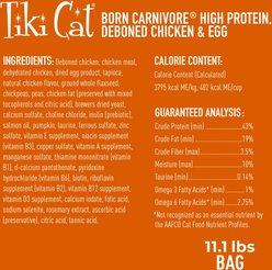 Tiki Cat Born Carnivore High Protein Deboned Chicken & Egg Dry Cat Food, 11.1-lb bag slide 2 of 9