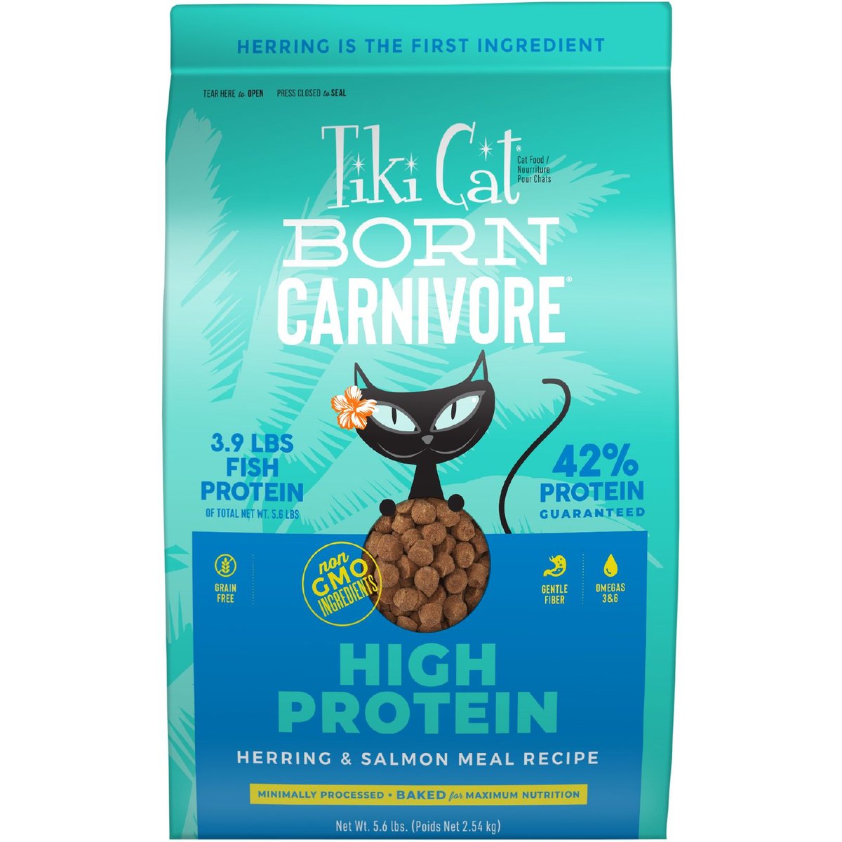 Tiki Cat Born Carnivore High Protein Herring & Salmon Meal Dry Cat Food, 5.6-lb bag