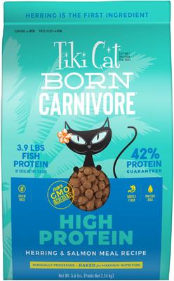 Show full view: Tiki Cat Born Carnivore High Protein Herring & Salmon Meal Dry Cat Food, 5.6-lb bag slide 1 of 11