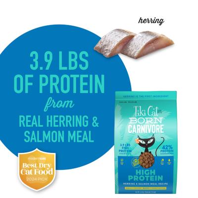 Show full view: Tiki Cat Born Carnivore High Protein Herring & Salmon Meal Dry Cat Food, 5.6-lb bag slide 5 of 11