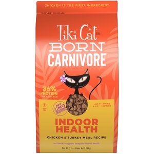 Tiki Cat Born Carnivore Indoor Health Chicken & Turkey Meal Dry Cat Food, 3-lb bag