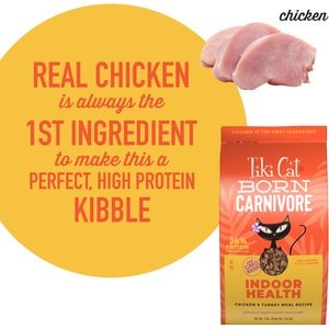 Tiki Cat Born Carnivore Indoor Health Chicken & Turkey Meal Dry Cat Food, 3-lb bag