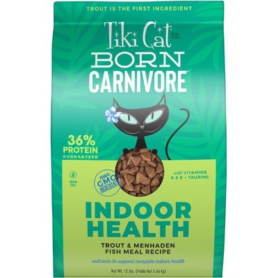 Tiki Cat Tiki Cat Born Carnivore Indoor Health Trout & Menhaden Fish Meal Dry Cat Food, 12-lb bag