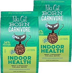 Tiki Cat Born Carnivore Indoor Health Trout & Menhaden Fish Meal Dry Cat Food, 24-lb bundle 