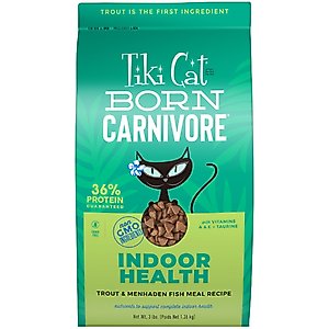 Tiki Cat Born Carnivore Indoor Health Trout & Menhaden Fish Meal Dry Cat Food, 3-lb bag