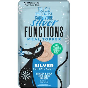 Tiki Cat Born Carnivore Silver Functional Cat Food Topper, 1.5-oz pouch, case of 12