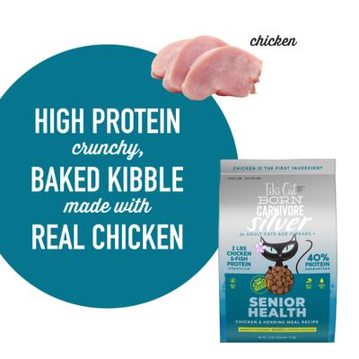 Show full view: Tiki Cat Born Carnivore Silver Senior Health Chicken Grain-Free Dry Cat Food, 2.8-lb bag slide 4 of 11