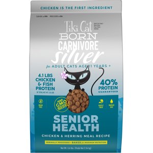 Tiki Cat Born Carnivore Silver Senior Health Chicken Grain-Free Dry Cat Food, 5.6-lb bag