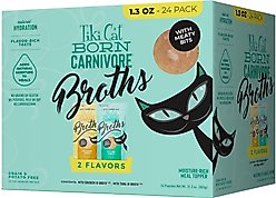 Tiki Cat Born Carnviore Broths Variety Pack Grain-Free Wet Cat Food Topper, 1.3-oz pouch, case of 24