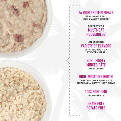 Show full view: Tiki Cat Chicken Craves Variety Pack Grain-Free Pate Wet Cat Food, 2.8-oz can, case of 24 slide 6 of 11