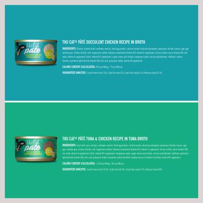 Show full view: Tiki Cat Chicken Craves Variety Pack Grain-Free Pate Wet Cat Food, 2.8-oz can, case of 24 slide 4 of 11