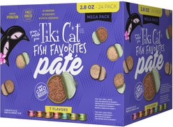 Tiki Cat Fish Favorites Pate Grain-Free Wet Cat Food, 2.8-oz can, case of 24 slide 1 of 9
