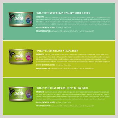 Show full view: Tiki Cat Fish Favorites Pate Grain-Free Wet Cat Food, 2.8-oz can, case of 24 slide 4 of 11