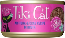 Tiki Cat Grill Ahi Tuna with Crab in Tuna Broth Grain-Free Canned Cat Food, 2.8-oz, case of 12
