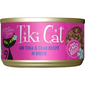 Tiki Cat Grill Ahi Tuna with Crab in Tuna Broth Grain-Free Canned Cat Food, 2.8-oz, case of 12