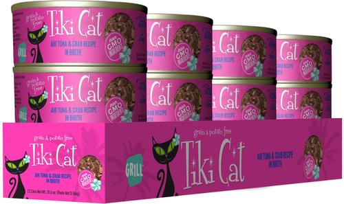 Show full view: Tiki Cat Grill Ahi Tuna with Crab in Tuna Broth Grain-Free Canned Cat Food, 2.8-oz, case of 12 slide 3 of 12
