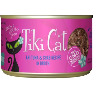 Tiki Cat Grill Ahi Tuna with Crab in Tuna Broth Grain-Free Canned Cat Food, 6-oz, case of 8