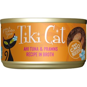Tiki Cat Grill Ahi Tuna with Prawns in Tuna Consomme Grain-Free Canned Cat Food, 2.8-oz, case of 12