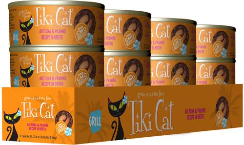 Show full view: Tiki Cat Grill Ahi Tuna with Prawns in Tuna Consomme Grain-Free Canned Cat Food, 2.8-oz, case of 12 slide 3 of 12
