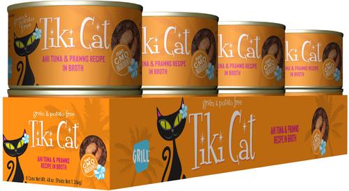 Show full view: Tiki Cat Grill Ahi Tuna with Prawns in Tuna Consomme Grain-Free Canned Cat Food, 6-oz, case of 8 slide 3 of 12