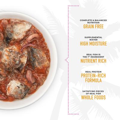 Show full view: Tiki Cat Grill Mackerel & Sardine in Calamari Consomme Grain-Free Canned Cat Food, 2.8-oz can, case of 12 slide 6 of 12