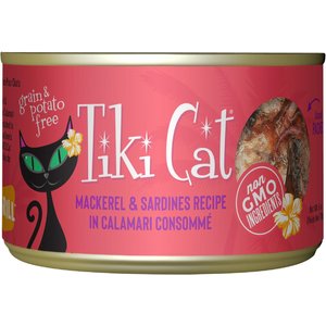 Tiki Cat Grill Mackerel & Sardine in Calamari Consomme Grain-Free Canned Cat Food, 6-oz can, case of 8