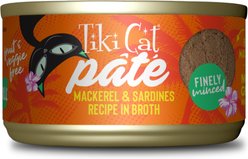 Tiki Cat Grill Mackerel & Sardines Recipe in Broth Grain-Free Pate Wet Cat Food, 2.8-oz can, case of 12