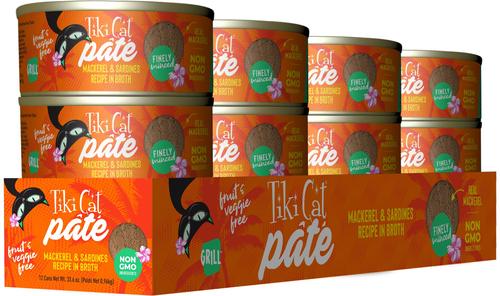 Show full view: Tiki Cat Grill Mackerel & Sardines Recipe in Broth Grain-Free Pate Wet Cat Food, 2.8-oz can, case of 12 slide 3 of 11